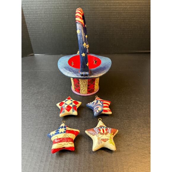 Jim Shore Star Spangled Splendor Patriotic Basket Stars Eagle No Box *READ - Picture 8 of 12